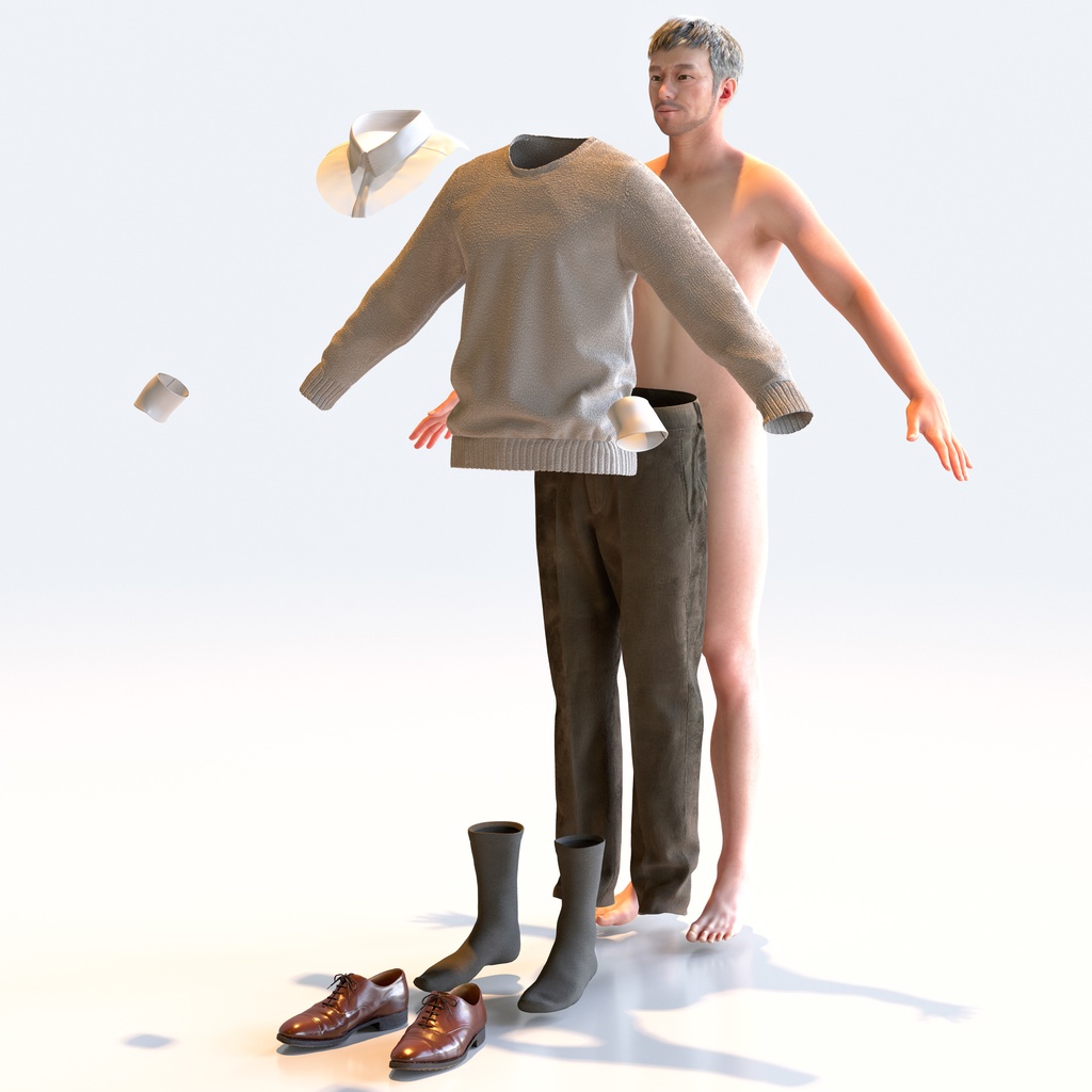 スマートカジュアル男性 Aポーズ 3 -S1-M3G A【3D人物モデル/人間3Dモデル】