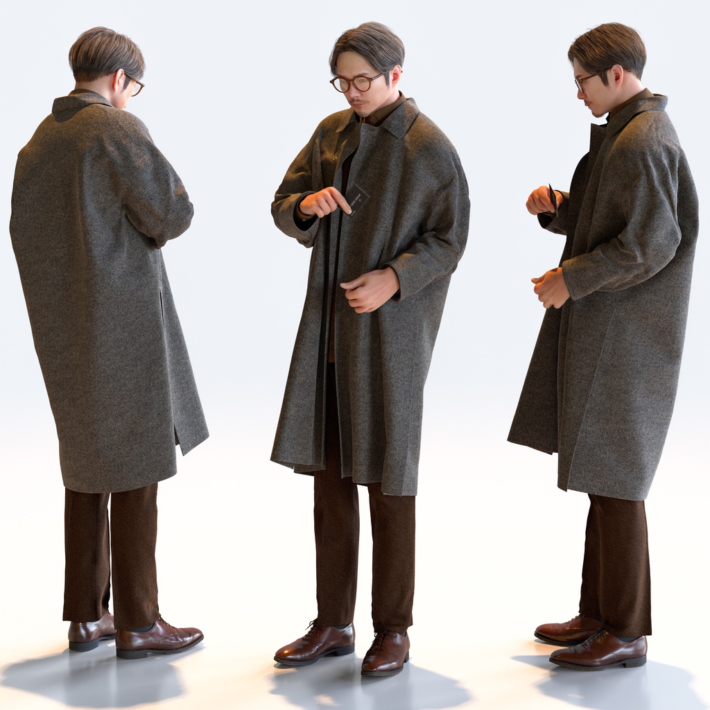 スマートカジュアル男性 5ポーズセット4 - S1-M4S【3D人物モデル/人間3Dモデル】