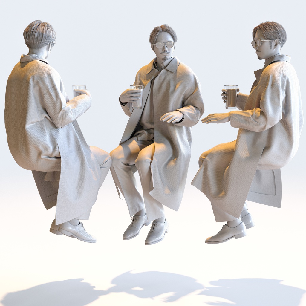 スマートカジュアル男性 5ポーズセット4 - S1-M4S【3D人物モデル/人間3Dモデル】