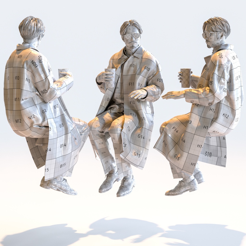 スマートカジュアル男性 5ポーズセット4 - S1-M4S【3D人物モデル/人間3Dモデル】