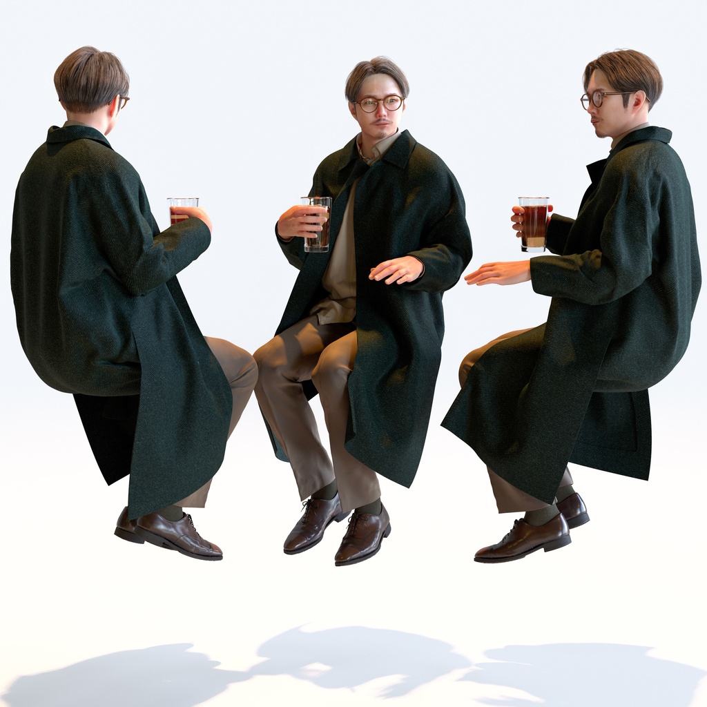 スマートカジュアル男性 5ポーズセット4 - S1-M4S【3D人物モデル/人間3Dモデル】