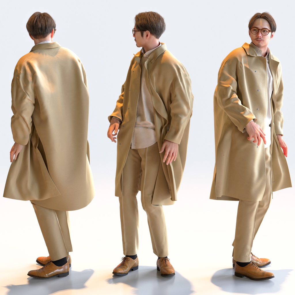 スマートカジュアル男性 5ポーズセット4 - S1-M4S【3D人物モデル/人間3Dモデル】