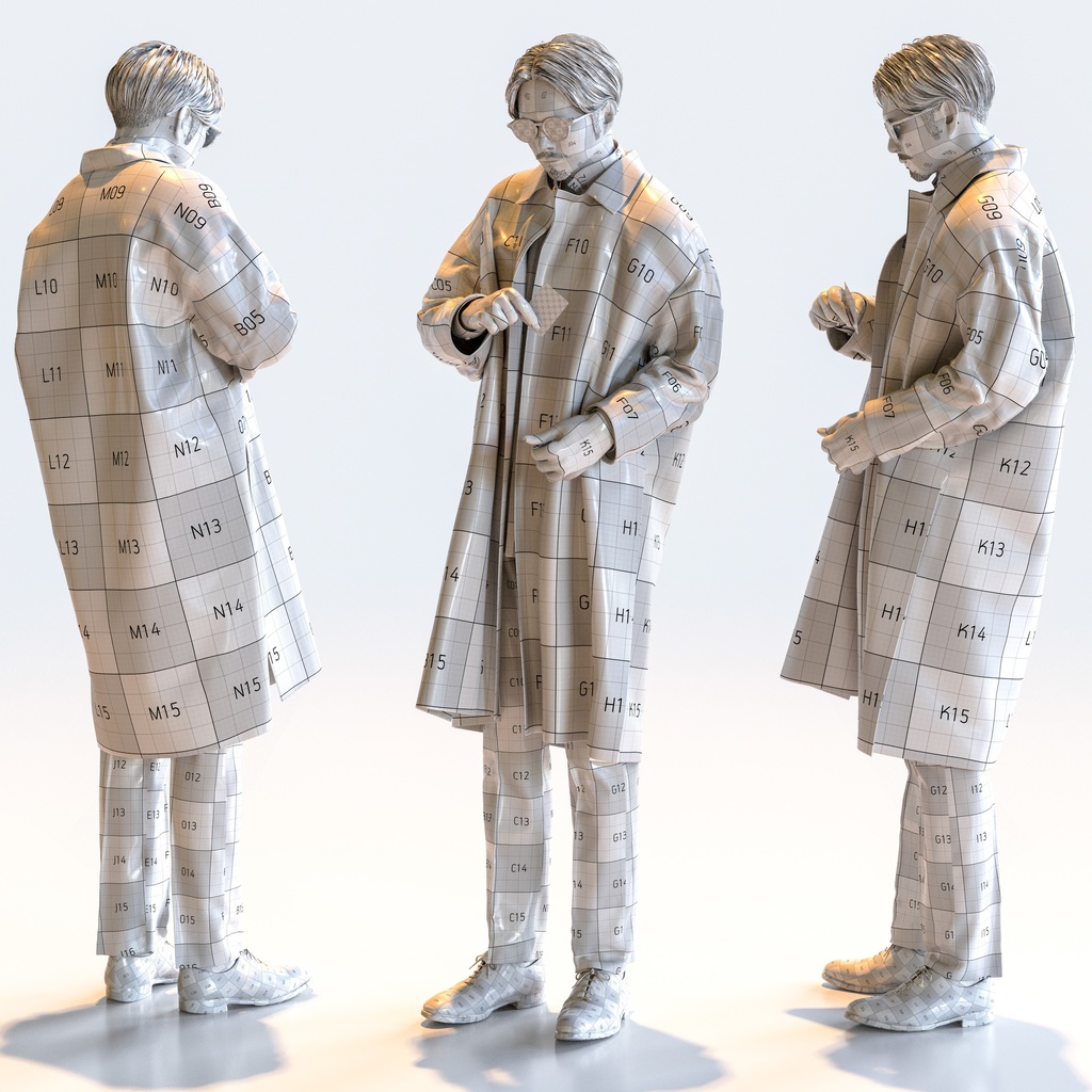 スマートカジュアル男性 5ポーズセット4 - S1-M4S【3D人物モデル/人間3Dモデル】