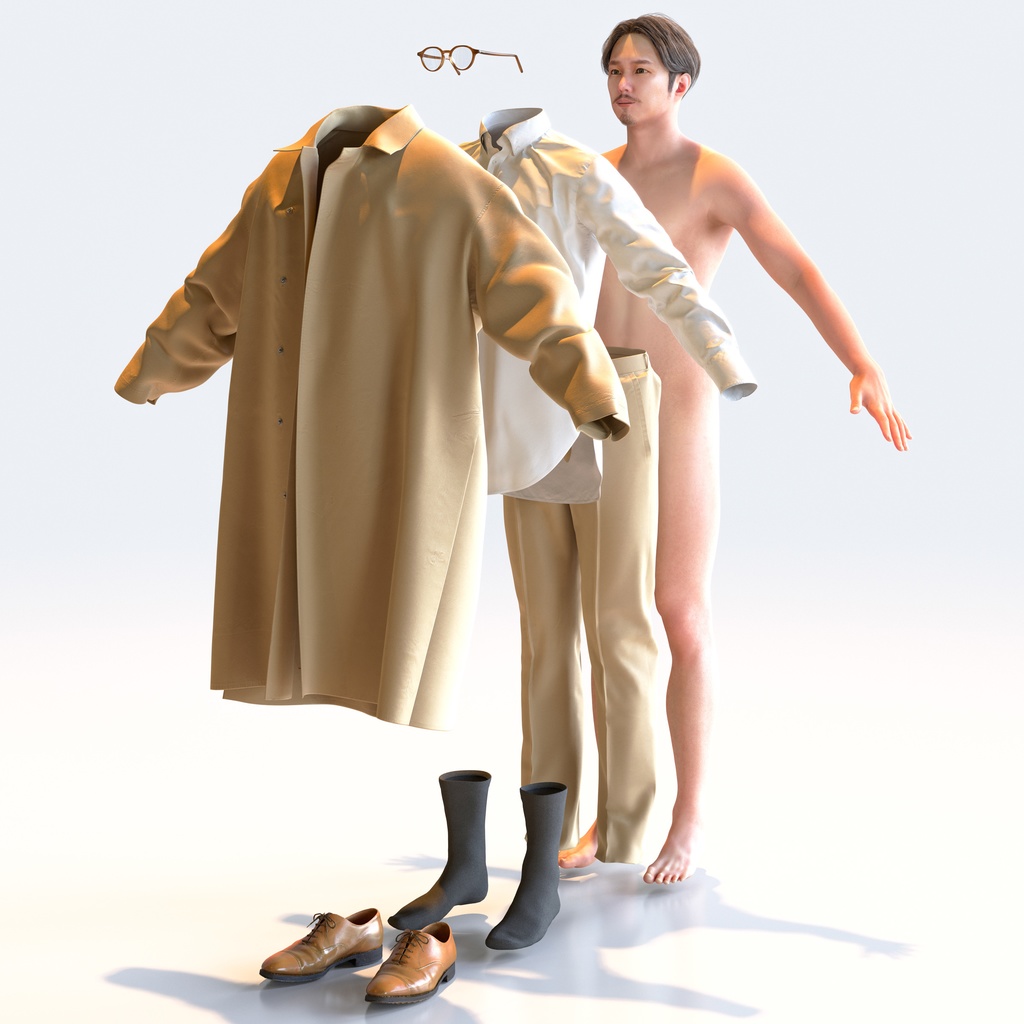 スマートカジュアル男性 Aポーズ 4 - S1-M4S A【3D人物モデル/人間3Dモデル】