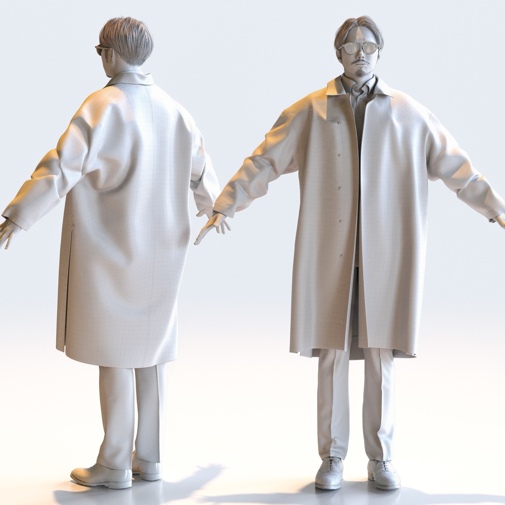 スマートカジュアル男性 Aポーズ 4 - S1-M4S A【3D人物モデル/人間3Dモデル】