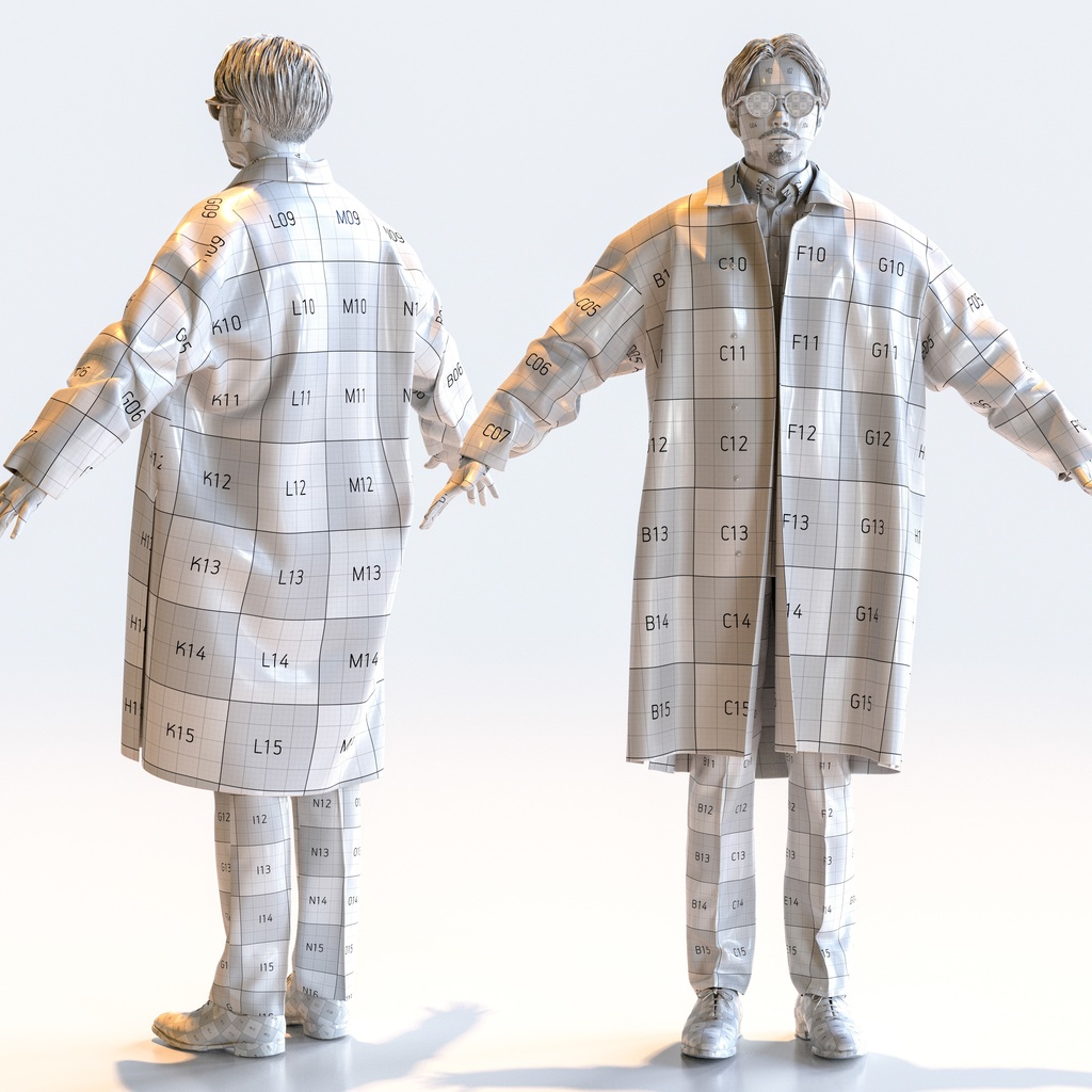 スマートカジュアル男性 Aポーズ 4 - S1-M4S A【3D人物モデル/人間3Dモデル】