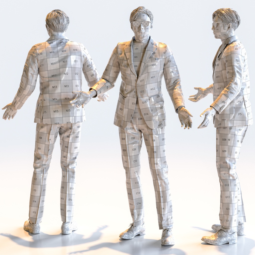 スマートカジュアル男性 5ポーズセット5 - S1-M5E【3D人物モデル/人間3Dモデル】