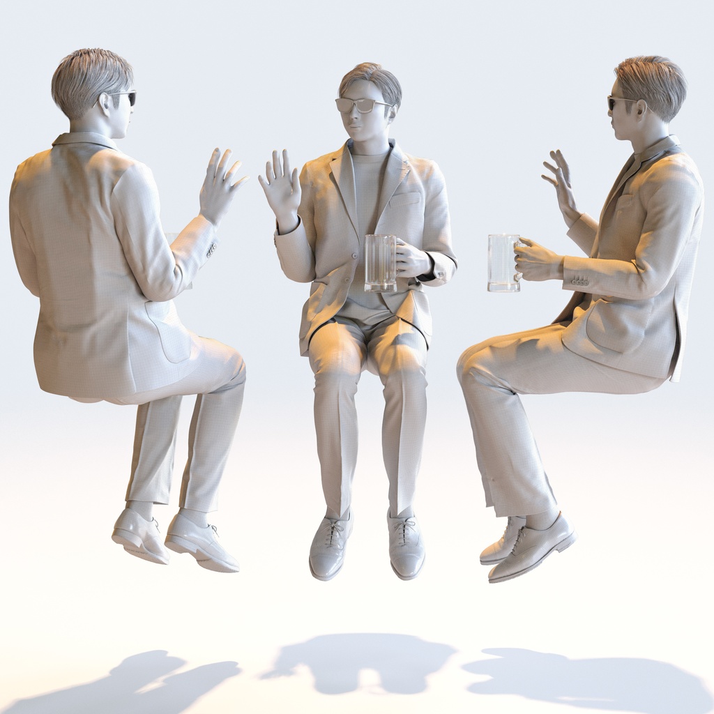 スマートカジュアル男性 5ポーズセット5 - S1-M5E【3D人物モデル/人間3Dモデル】