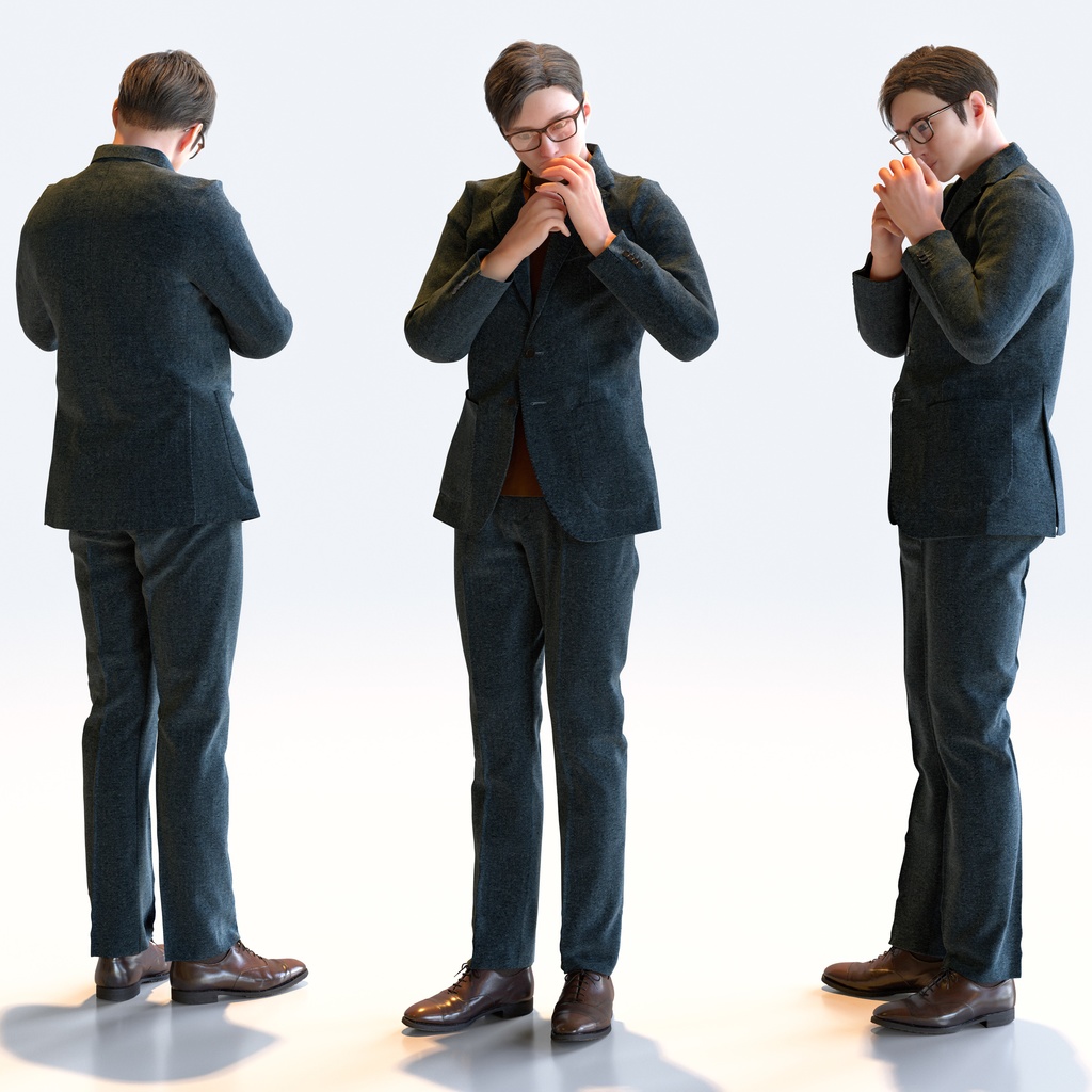 スマートカジュアル男性 5ポーズセット5 - S1-M5E【3D人物モデル/人間3Dモデル】