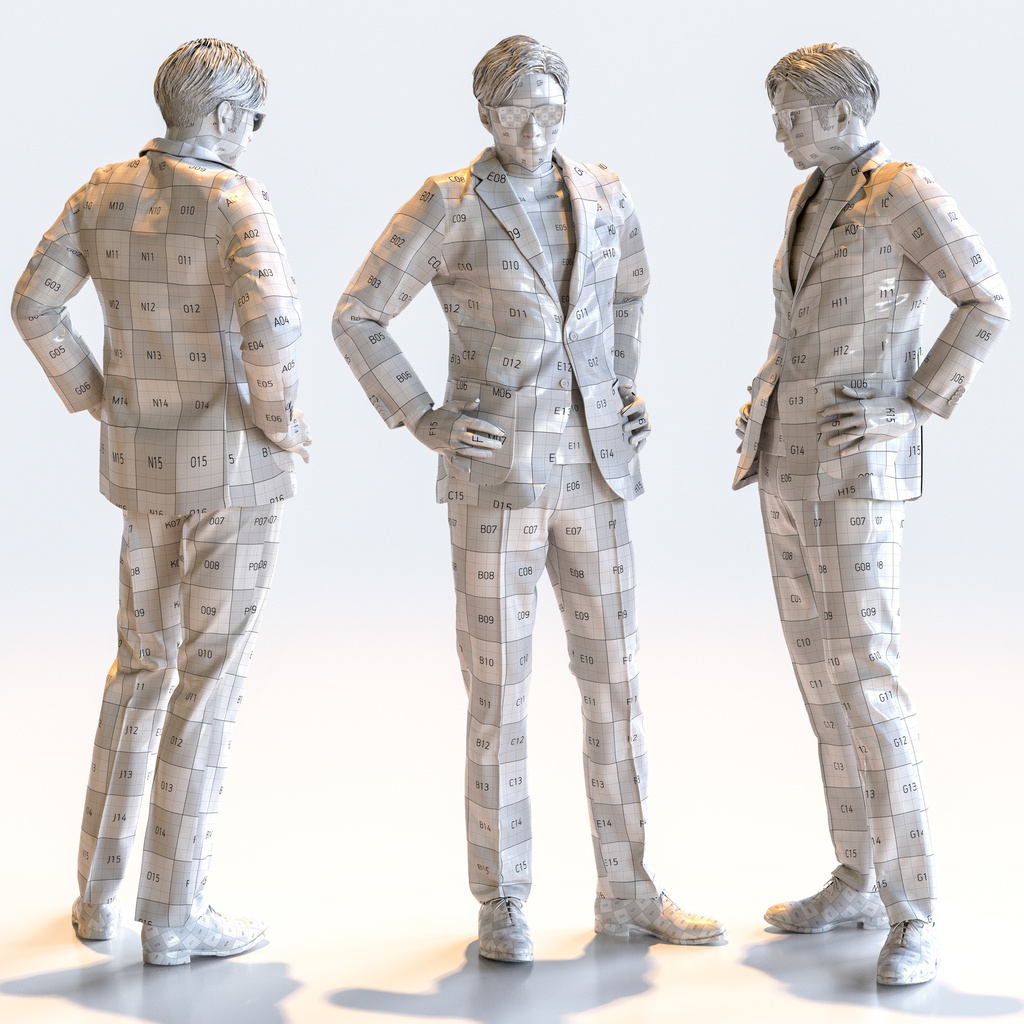 スマートカジュアル男性 5ポーズセット5 - S1-M5E【3D人物モデル/人間3Dモデル】