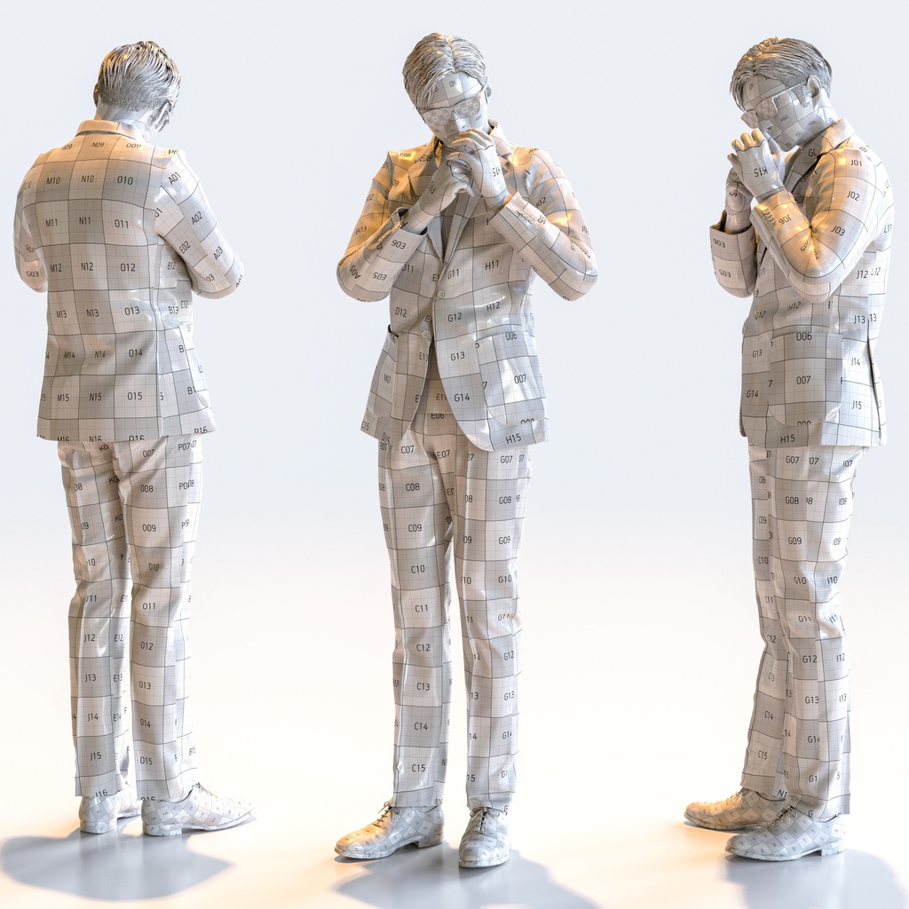 スマートカジュアル男性 5ポーズセット5 - S1-M5E【3D人物モデル/人間3Dモデル】