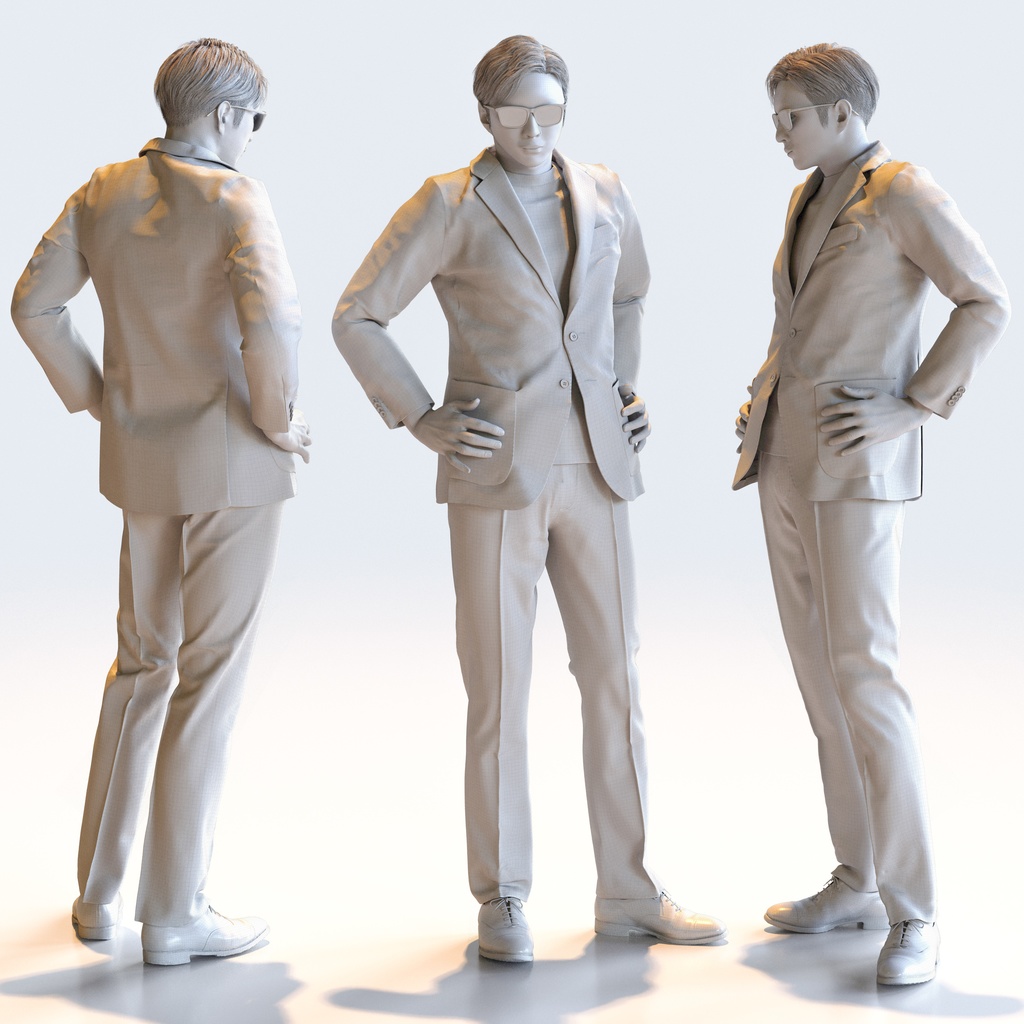 スマートカジュアル男性 5ポーズセット5 - S1-M5E【3D人物モデル/人間3Dモデル】