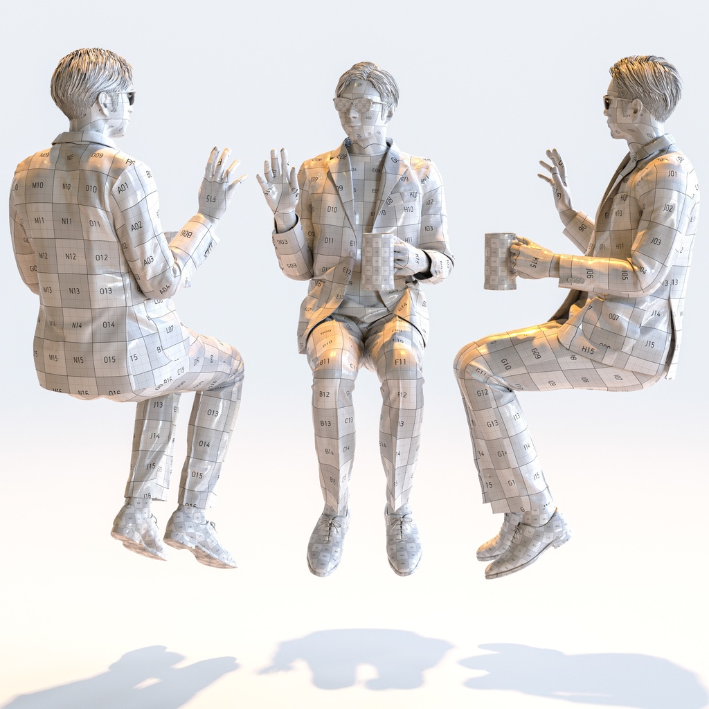 スマートカジュアル男性 5ポーズセット5 - S1-M5E【3D人物モデル/人間3Dモデル】