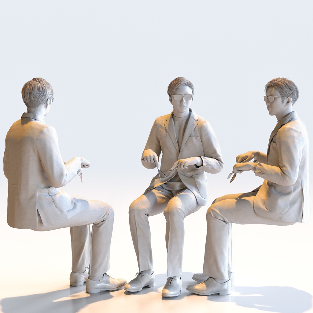 スマートカジュアル男性 5ポーズセット5 - S1-M5E【3D人物モデル/人間3Dモデル】