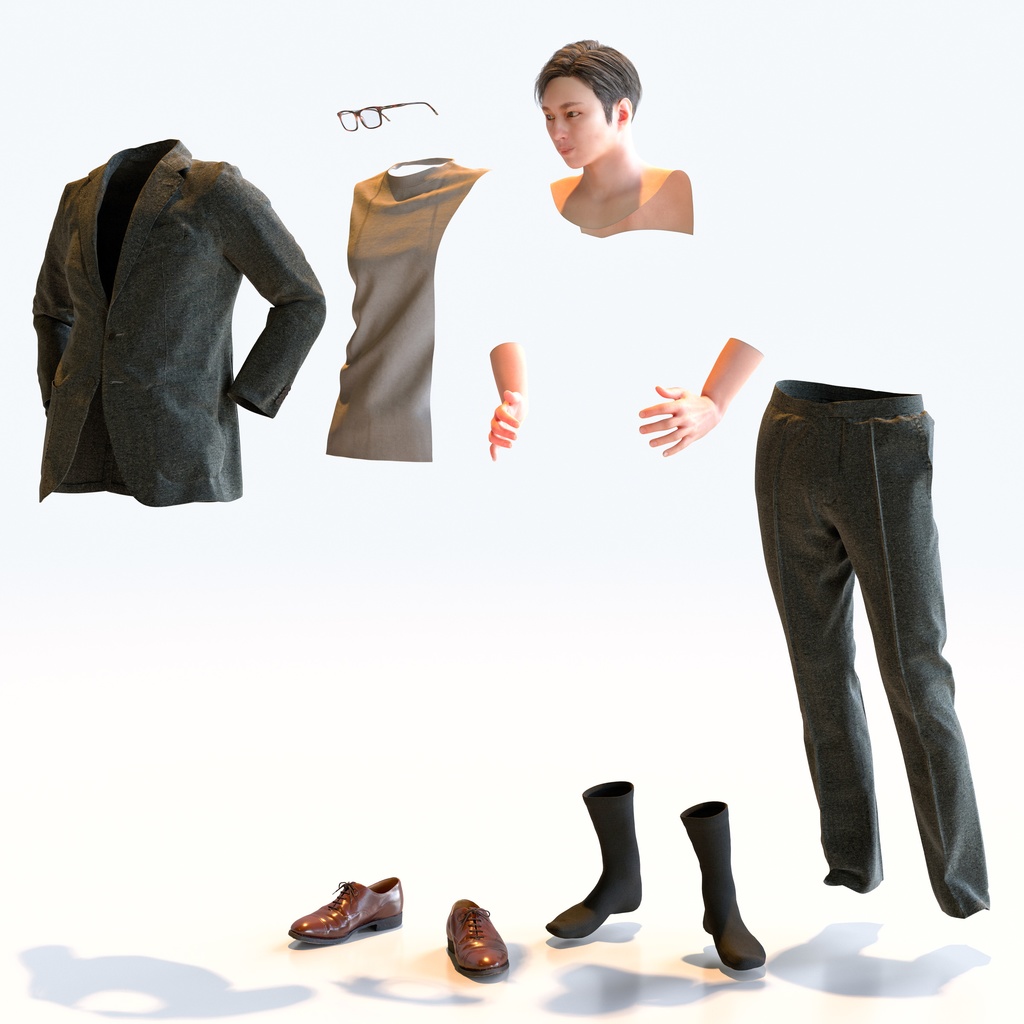 スマートカジュアル男性 5ポーズセット5 - S1-M5E【3D人物モデル/人間3Dモデル】