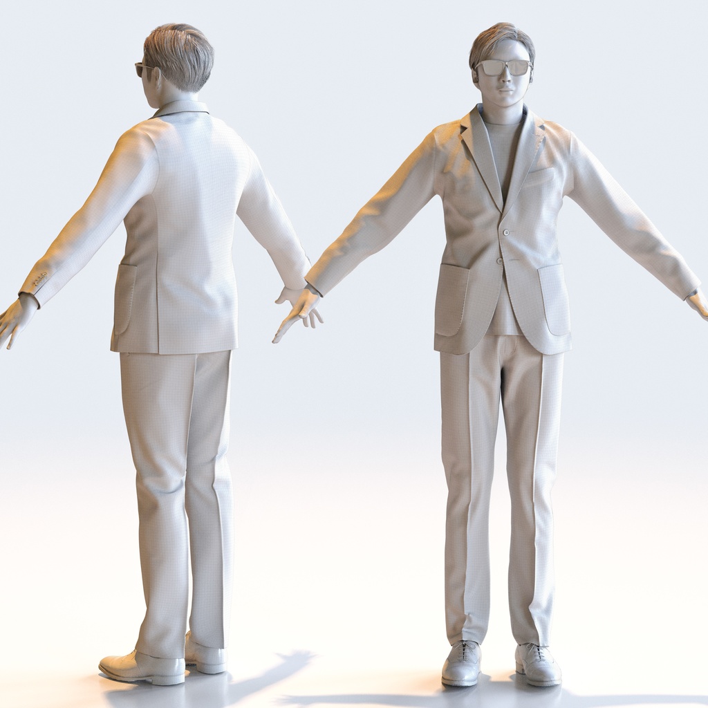 スマートカジュアル男性 Aポーズ 5 - S1-M5E A【3D人物モデル/人間3Dモデル】