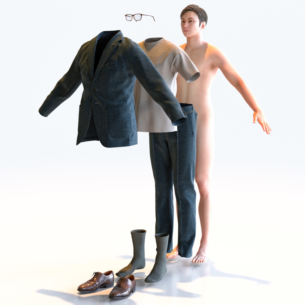 スマートカジュアル男性 Aポーズ 5 - S1-M5E A【3D人物モデル/人間3Dモデル】