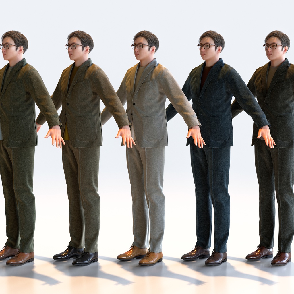 スマートカジュアル男性 Aポーズ 5 - S1-M5E A【3D人物モデル/人間3Dモデル】