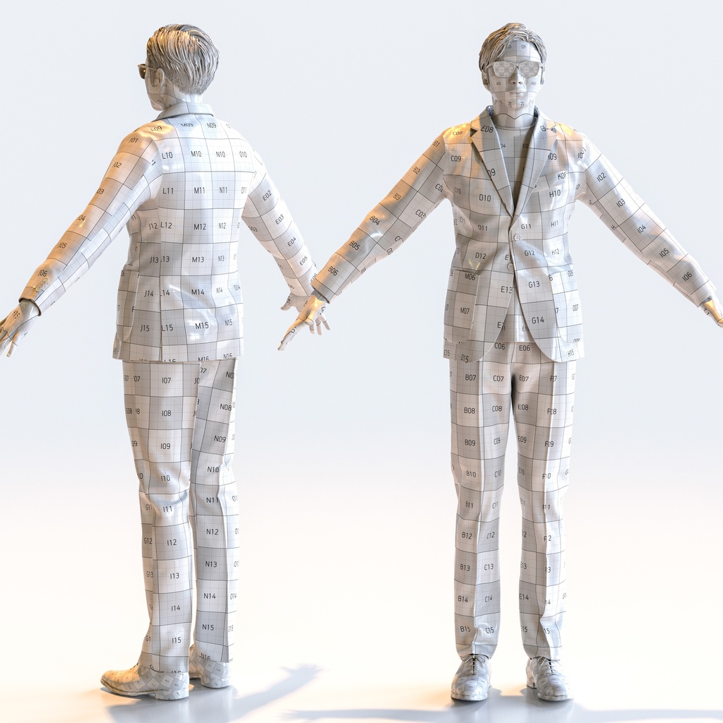 スマートカジュアル男性 Aポーズ 5 - S1-M5E A【3D人物モデル/人間3Dモデル】