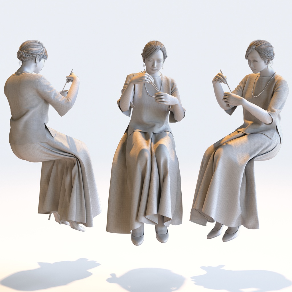 スマートカジュアル女性 5ポーズセット1 - S1-F1M【3D人物モデル/人間3Dモデル】