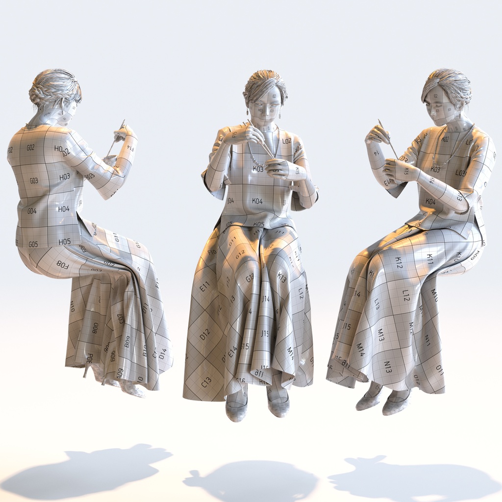 スマートカジュアル女性 5ポーズセット1 - S1-F1M【3D人物モデル/人間3Dモデル】