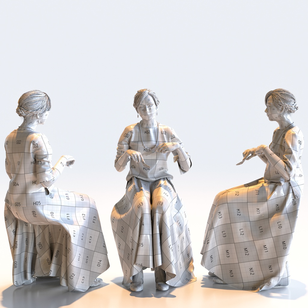 スマートカジュアル女性 5ポーズセット1 - S1-F1M【3D人物モデル/人間3Dモデル】