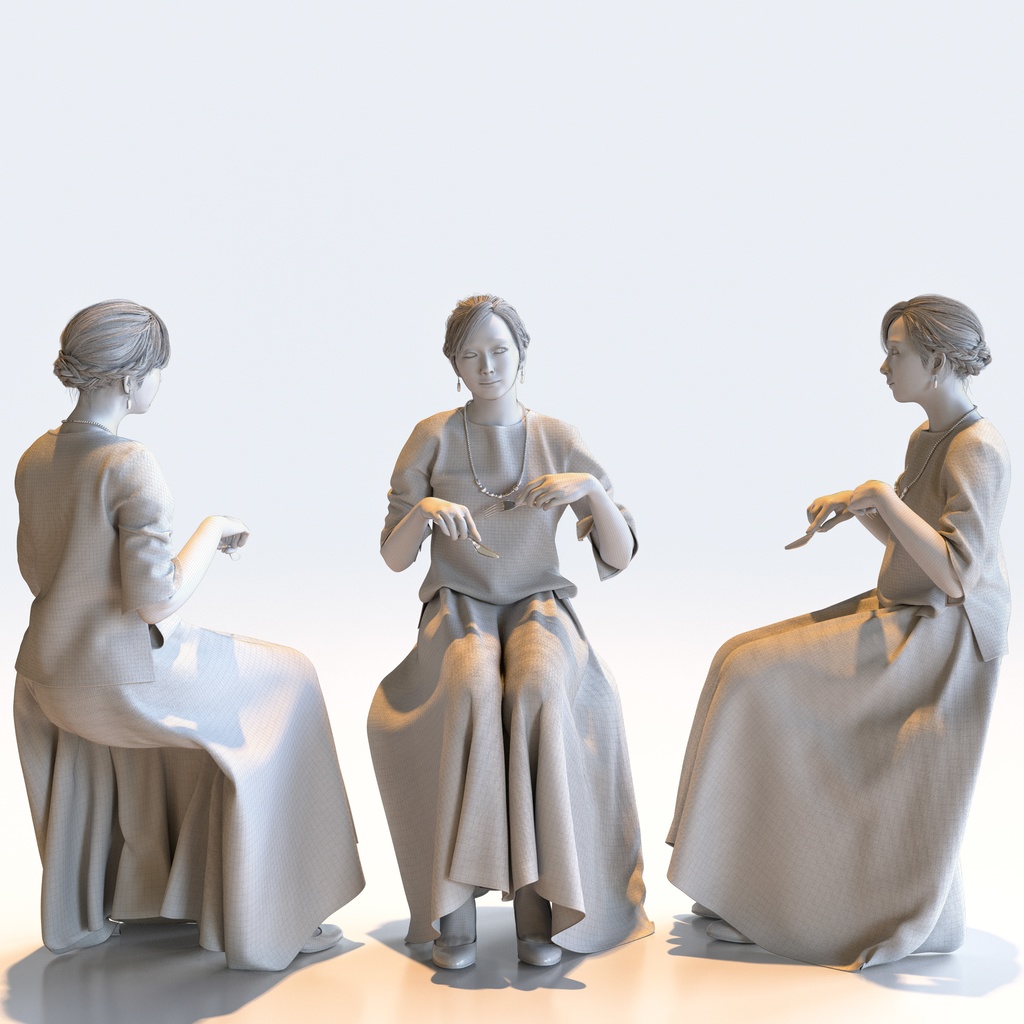 スマートカジュアル女性 5ポーズセット1 - S1-F1M【3D人物モデル/人間3Dモデル】