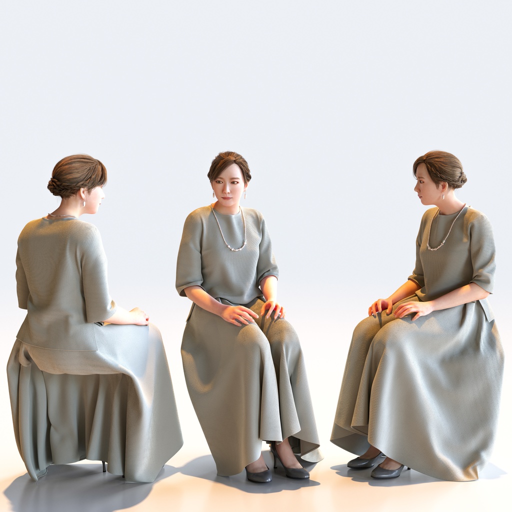 スマートカジュアル女性 5ポーズセット1 - S1-F1M【3D人物モデル/人間3Dモデル】