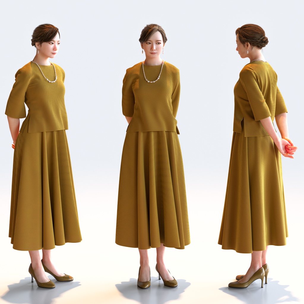 スマートカジュアル女性 5ポーズセット1 - S1-F1M【3D人物モデル/人間3Dモデル】
