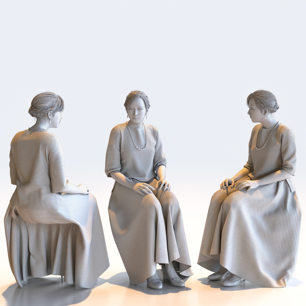 スマートカジュアル女性 5ポーズセット1 - S1-F1M【3D人物モデル/人間3Dモデル】