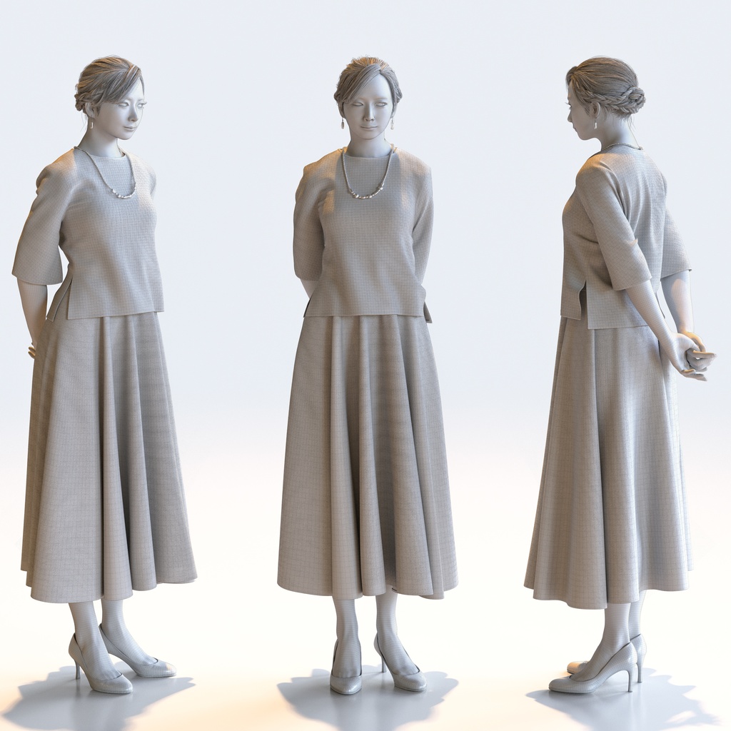 スマートカジュアル女性 5ポーズセット1 - S1-F1M【3D人物モデル/人間3Dモデル】