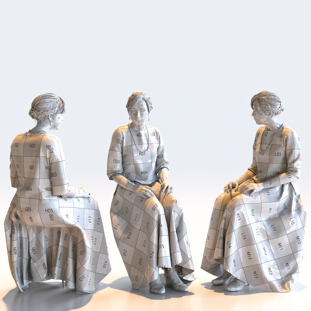 スマートカジュアル女性 5ポーズセット1 - S1-F1M【3D人物モデル/人間3Dモデル】