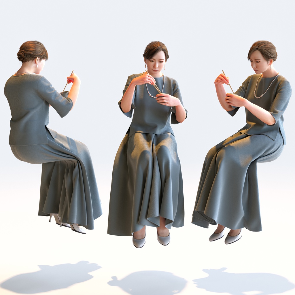 スマートカジュアル女性 5ポーズセット1 - S1-F1M【3D人物モデル/人間3Dモデル】