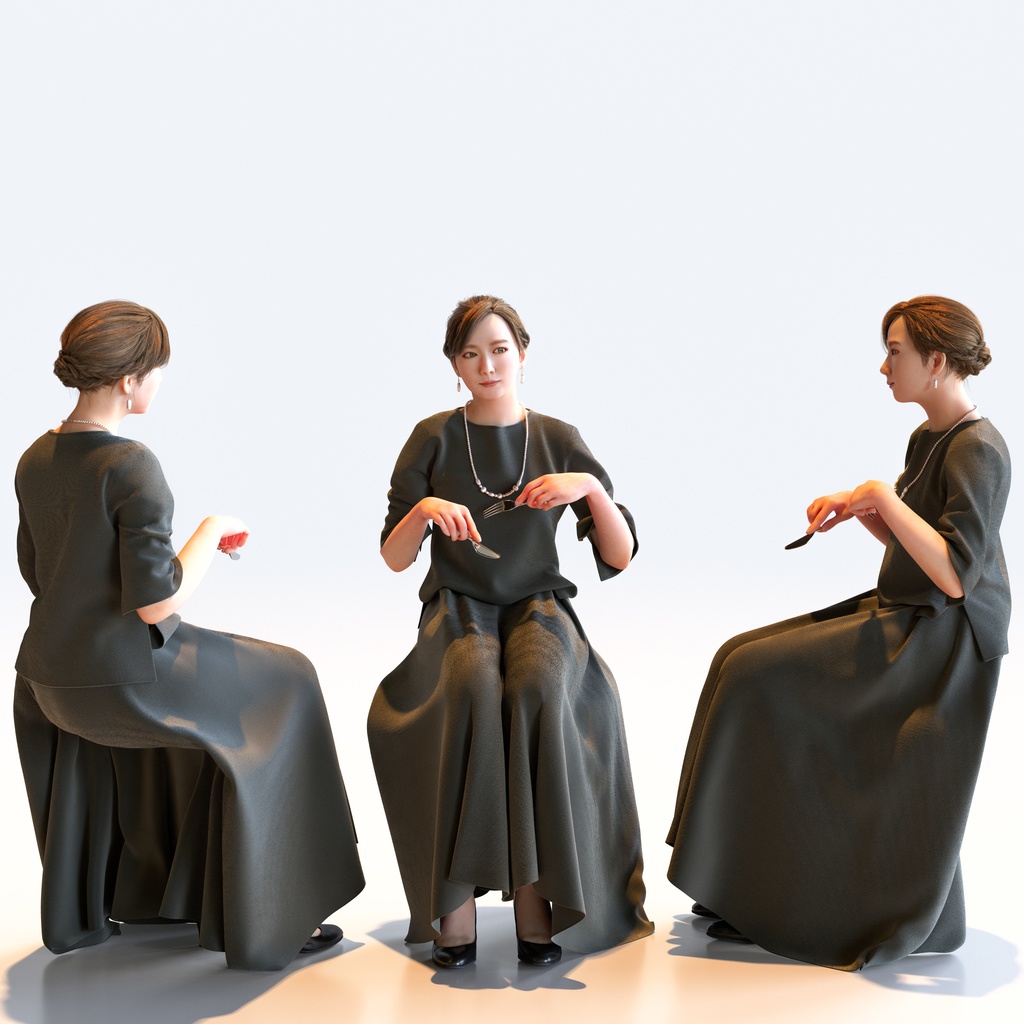 スマートカジュアル女性 5ポーズセット1 - S1-F1M【3D人物モデル/人間3Dモデル】