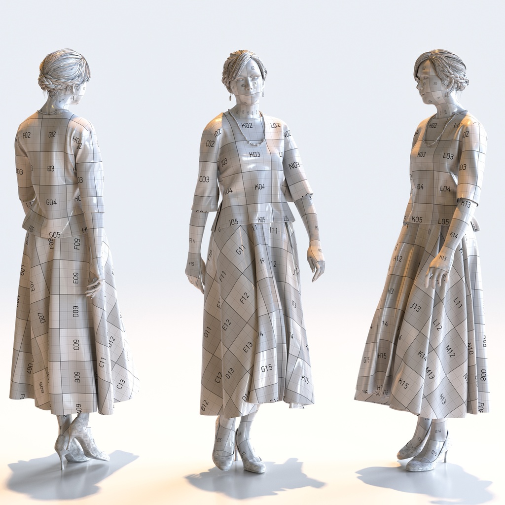 スマートカジュアル女性 5ポーズセット1 - S1-F1M【3D人物モデル/人間3Dモデル】