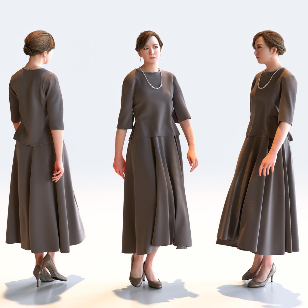 スマートカジュアル女性 5ポーズセット1 - S1-F1M【3D人物モデル/人間3Dモデル】