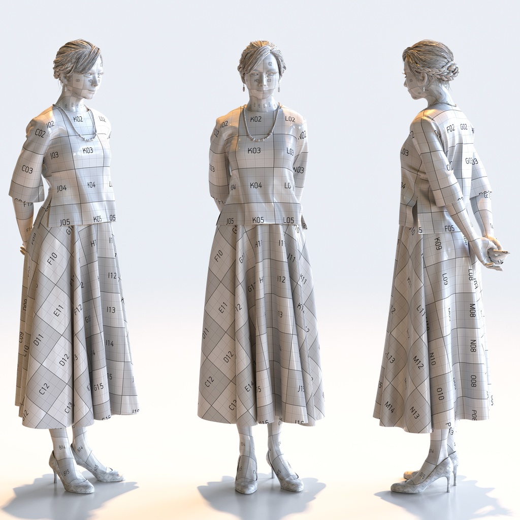 スマートカジュアル女性 5ポーズセット1 - S1-F1M【3D人物モデル/人間3Dモデル】