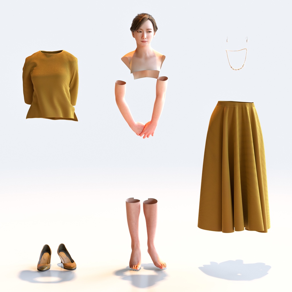 スマートカジュアル女性 5ポーズセット1 - S1-F1M【3D人物モデル/人間3Dモデル】