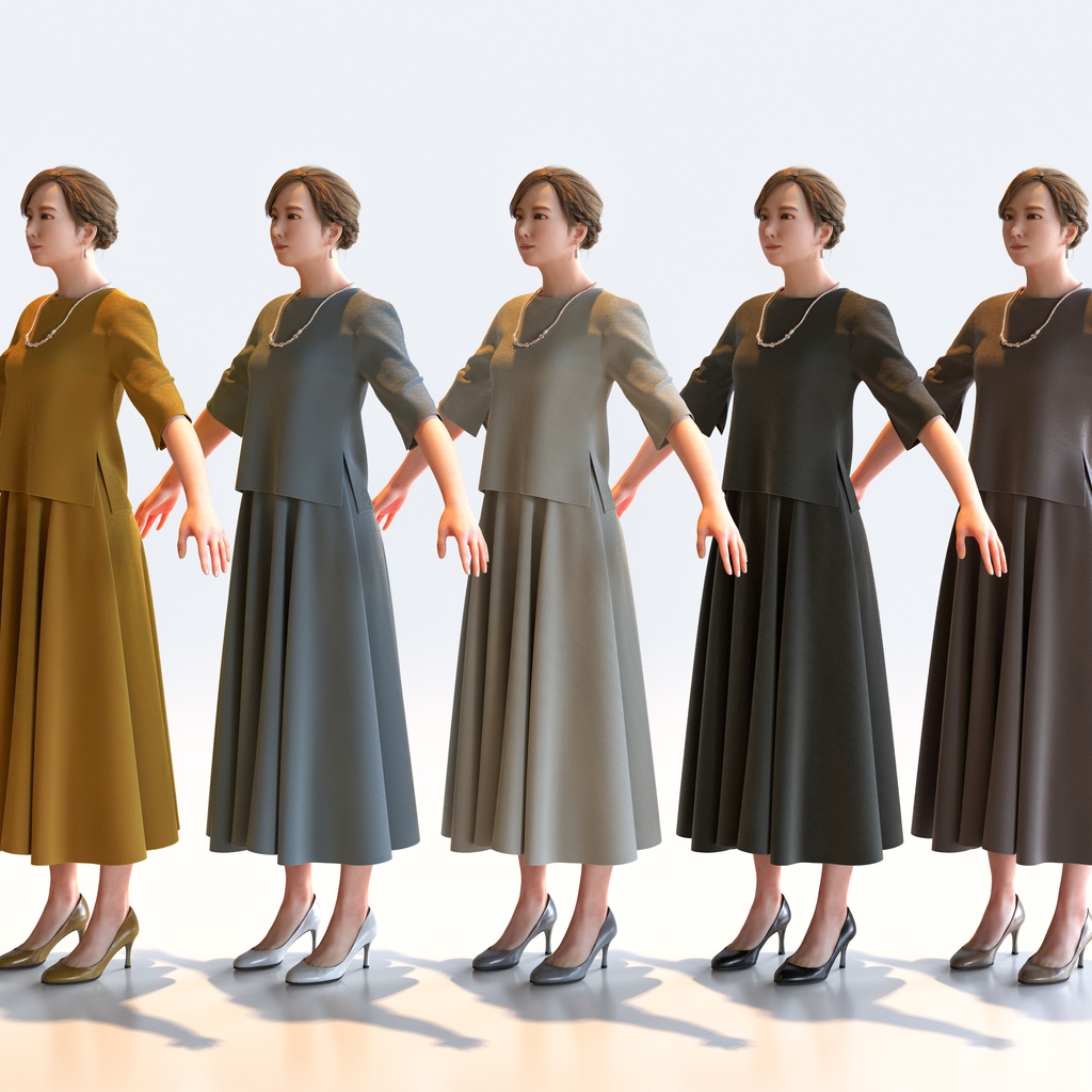 スマートカジュアル女性 Aポーズ 1 - S1-F1M A【3D人物モデル/人間3Dモデル】