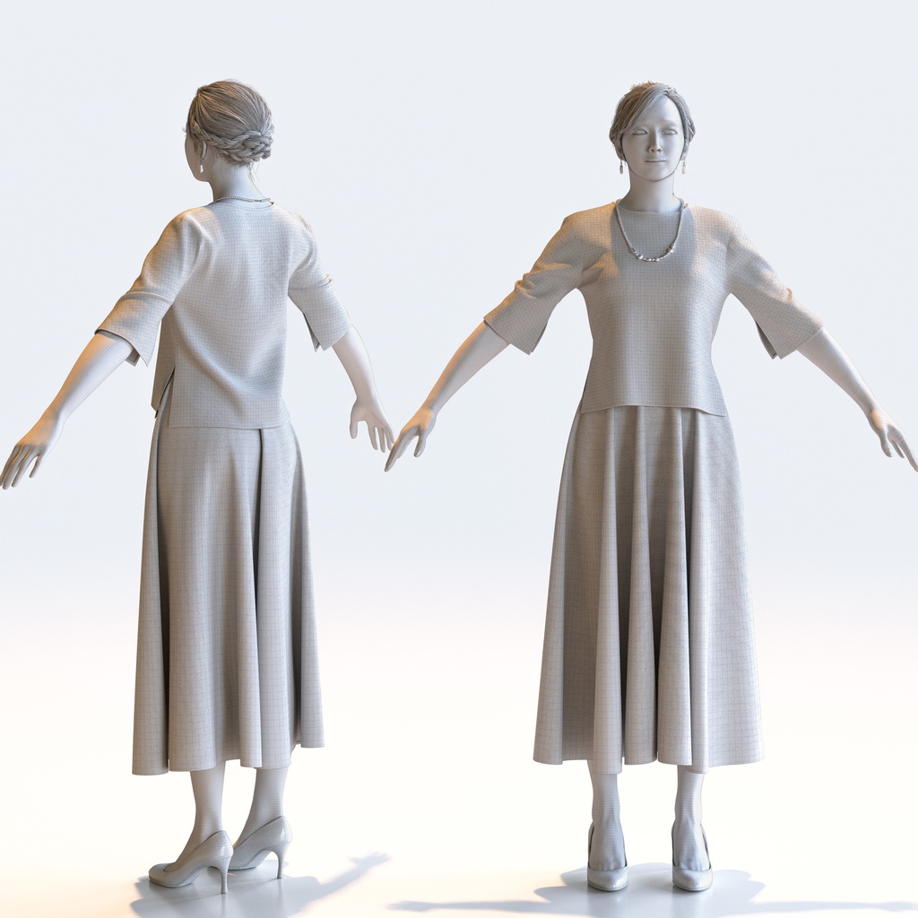 スマートカジュアル女性 Aポーズ 1 - S1-F1M A【3D人物モデル/人間3Dモデル】