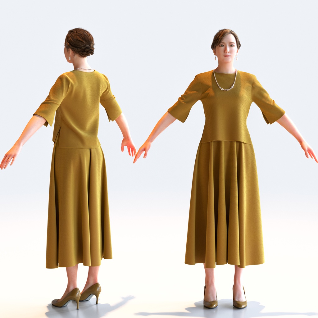 スマートカジュアル女性 Aポーズ 1 - S1-F1M A【3D人物モデル/人間3Dモデル】