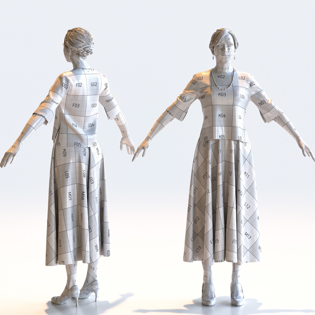 スマートカジュアル女性 Aポーズ 1 - S1-F1M A【3D人物モデル/人間3Dモデル】