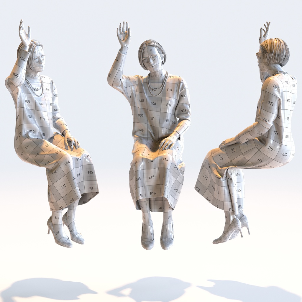 スマートカジュアル女性 5ポーズセット2 - S1-F2T【3D人物モデル/人間3Dモデル】