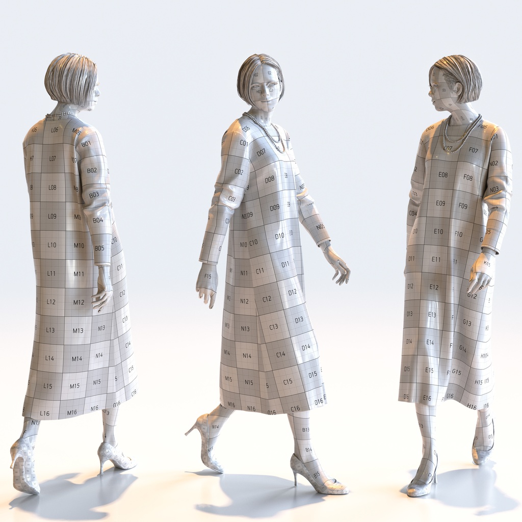 スマートカジュアル女性 5ポーズセット2 - S1-F2T【3D人物モデル/人間3Dモデル】