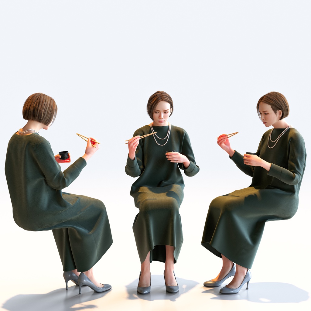 スマートカジュアル女性 5ポーズセット2 - S1-F2T【3D人物モデル/人間3Dモデル】