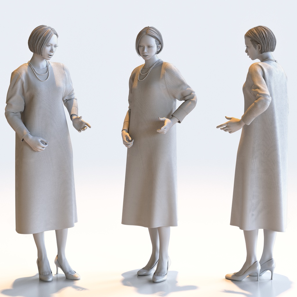 スマートカジュアル女性 5ポーズセット2 - S1-F2T【3D人物モデル/人間3Dモデル】
