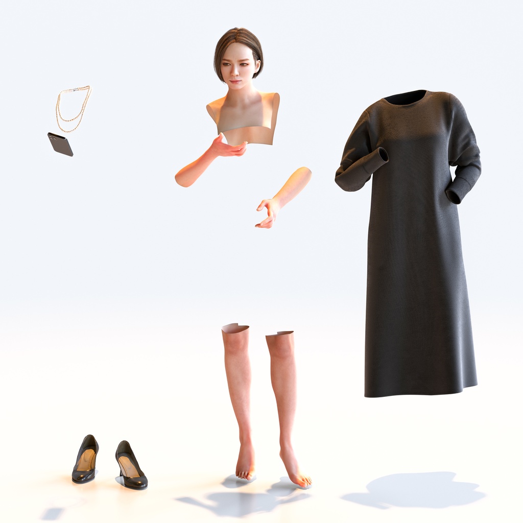 スマートカジュアル女性 5ポーズセット2 - S1-F2T【3D人物モデル/人間3Dモデル】