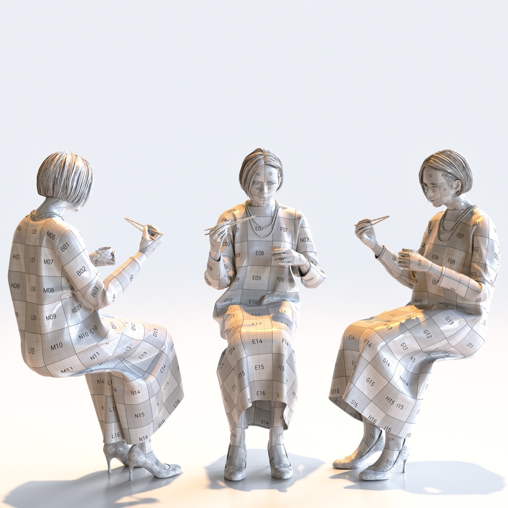 スマートカジュアル女性 5ポーズセット2 - S1-F2T【3D人物モデル/人間3Dモデル】