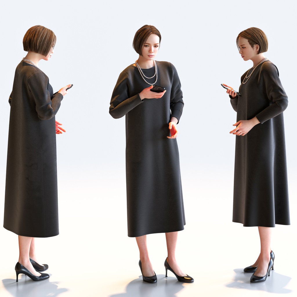 スマートカジュアル女性 5ポーズセット2 - S1-F2T【3D人物モデル/人間3Dモデル】