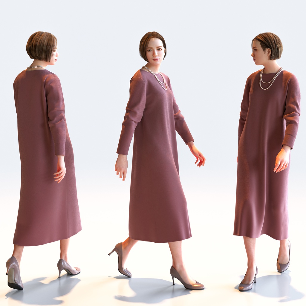 スマートカジュアル女性 5ポーズセット2 - S1-F2T【3D人物モデル/人間3Dモデル】